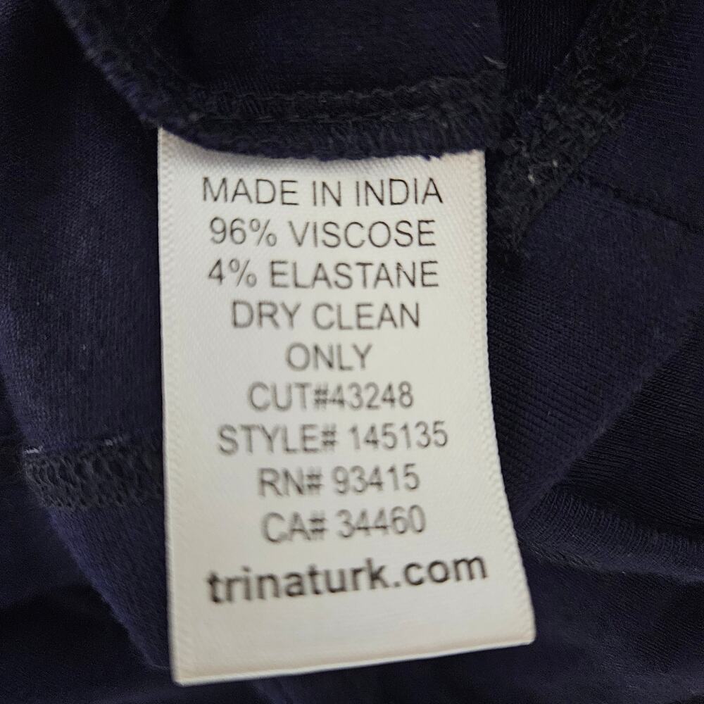 Trina Turk Althea Fringe Navy Blue Tank Style Dress Sz Small Petite - Picture 12 of 13